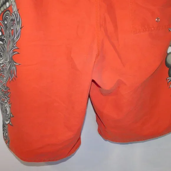 Quiksilver Mens 38 Unlined Orange Black Gray Board Shorts - Picture 9 of 9